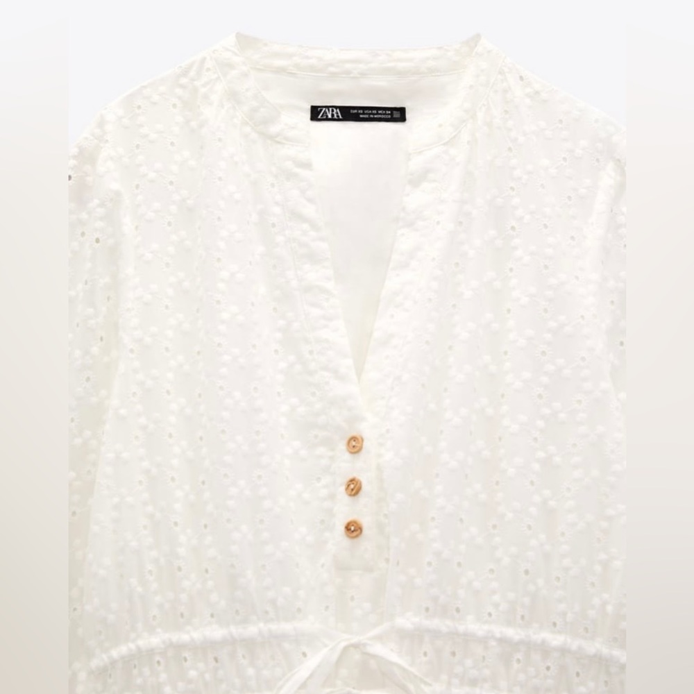 ZARA MIDI RUFFLED COMBINED PERFORATED EMBROIDERY DRESS - Picture 8 of 13